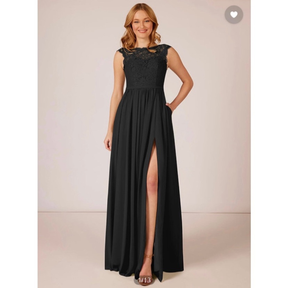 NWT Azazie Arden Prom or Bridesmaid Dress Black Floor Length